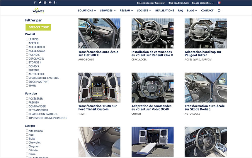 Page filtres réalisations site web sojadis Page filtres réalisations site web sojadis