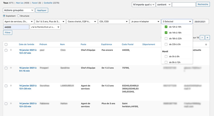 Interface administration cvthèque en ligne Interface administration cvthèque en ligne