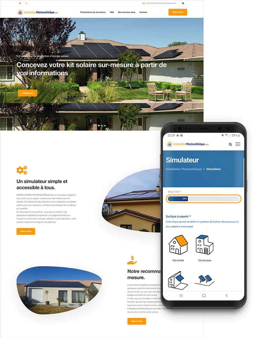 Exemple de simulateur web de production d’énergie solaire Développement simulateur web