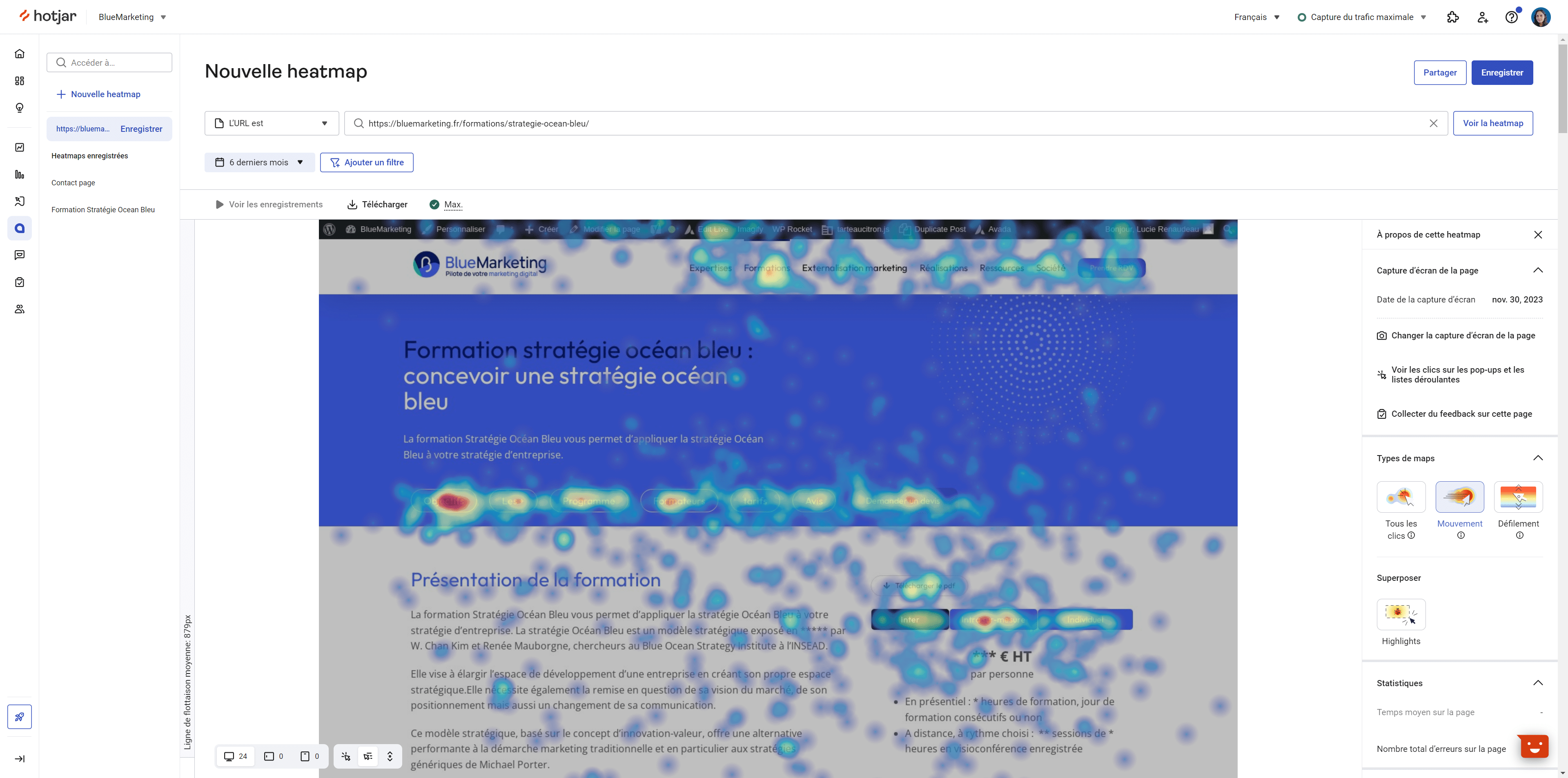 capture d'écran Hotjar